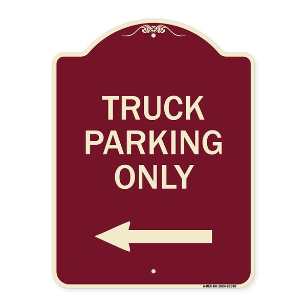 Reserved Parking Truck Parking W/ Left Arrow Heavy-Gauge Aluminum Sign, 24" x 18", BU-1824-23030